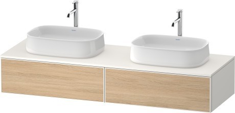Duravit тумба подвесная под две раковины 550 мм х 1600 мм х 281 мм, zencha, ze4815b30840000 цвет: натуральный дуб/белый суперматовый
