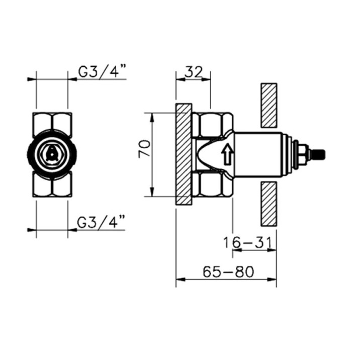Cisal встраиваемая часть запорного вентиля 3/4", za00333004 cisal