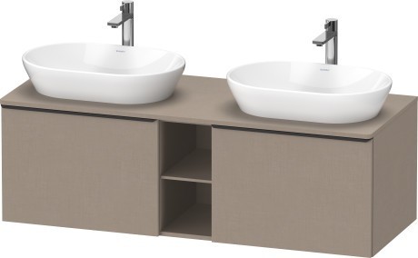Duravit тумба подвесная под две раковины 1400 мм х 550 мм и открытой полкой, d-neo, de4950b7575 цвет: лён