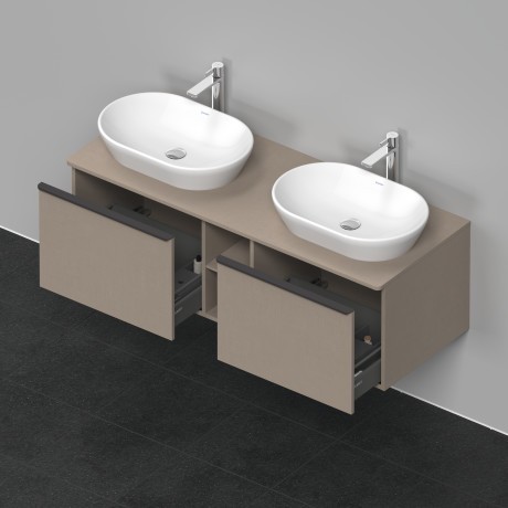 Duravit тумба подвесная под две раковины 1400 мм х 550 мм и открытой полкой, d-neo, de4950b7575 цвет: лён