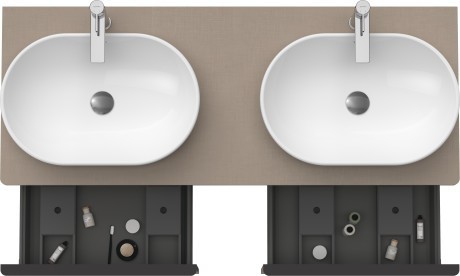 Duravit тумба подвесная под две раковины 1400 мм х 550 мм и открытой полкой, d-neo, de4950b7575 цвет: лён