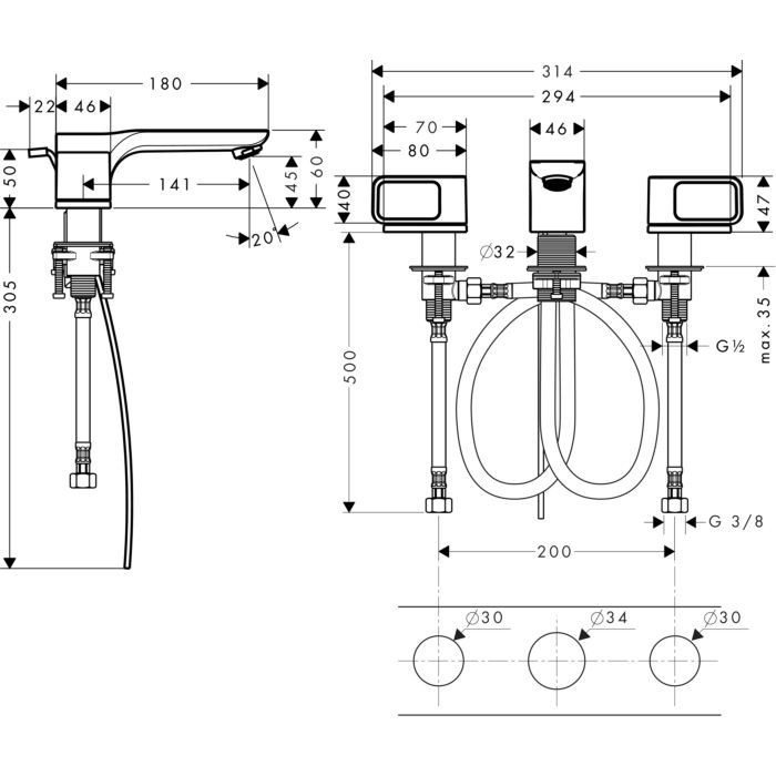 AXOR смеситель для раковины, Urquiola, бронза арт. 11041140