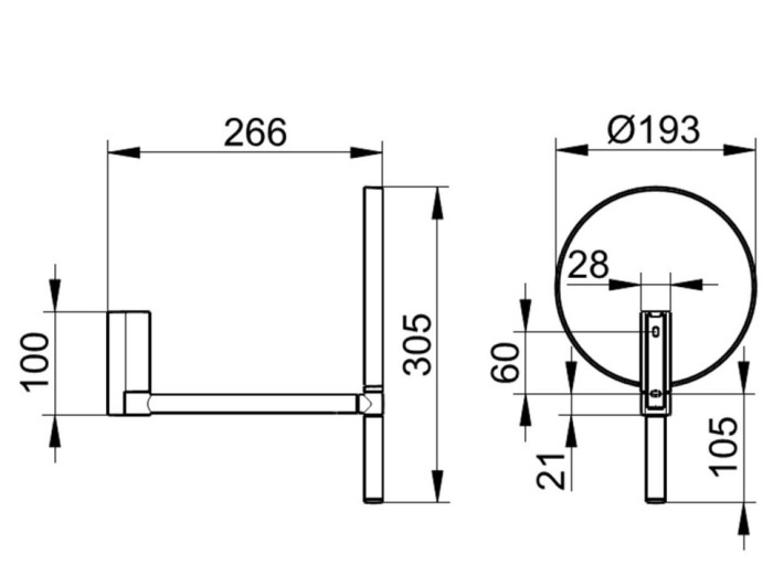 Keuco зеркало косметическое двустороннее настенное без подсветки, plan, черный матовый арт. 17649 370002