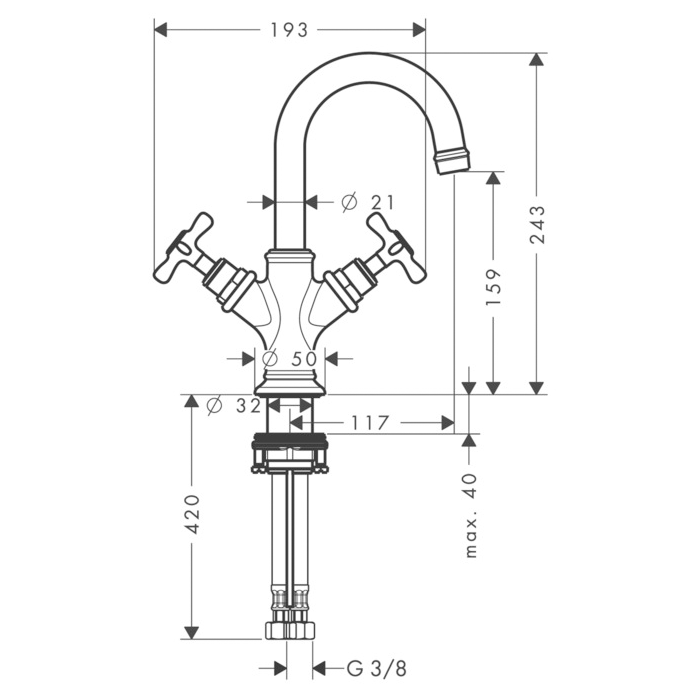 AXOR смеситель для раковины, Montreux, никель арт. 16505820