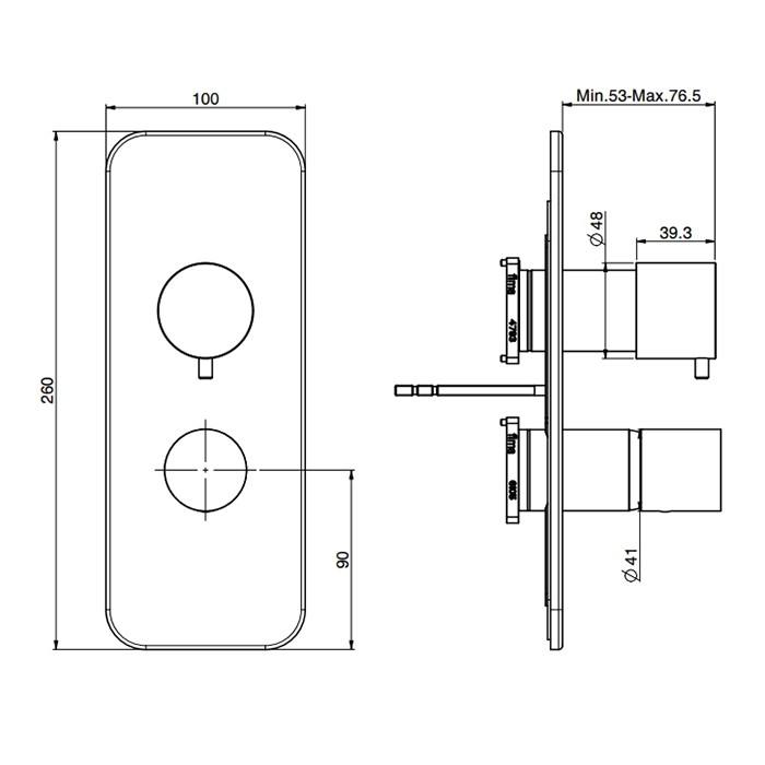 Fima Carlo Frattini смеситель для душа, встраиваемый, с переключателем на 2/3 выхода, nomos go, хром арт. f4169x6cr