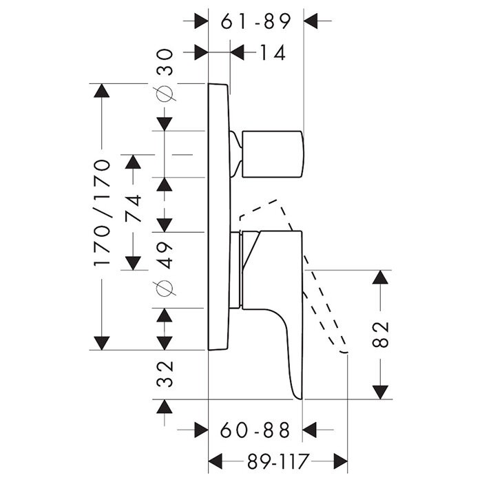 AXOR смеситель для ванны, Citterio M, сталь арт. 34425800