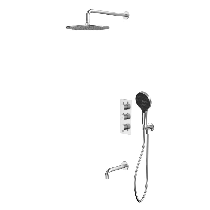 Термостатическая душевая система скрытого монтажа, Whitecross Y brushed nickel, брашированный никель арт. YSET11TOPNIB