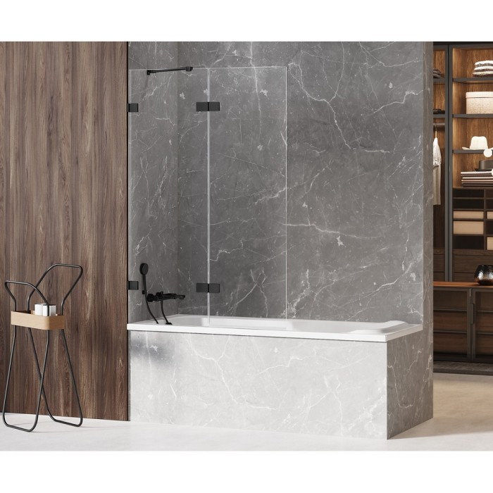 Шторка для ванны 140x150 l, New trendy Avexa black, черный арт. EXK-1990