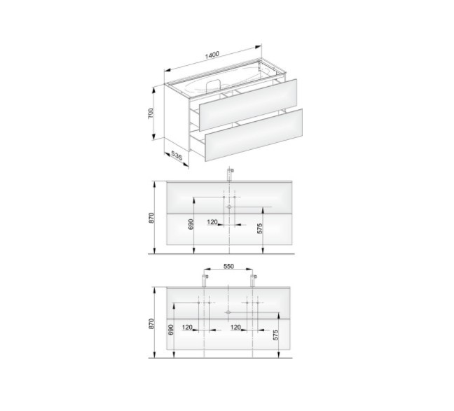 Keuco тумба подвесная под раковину с двумя выдвижными фронтами, с внутренней светодиодной подсветкой, edition 11, табачный дуб арт. 31362 850100