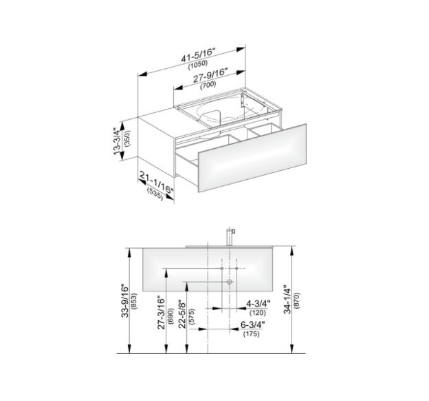 Keuco тумба подвесная под раковину справа с одним выдвижным фронтом, с внутренней светодиодной подсветкой, edition 11, черный арт. 31154 570100