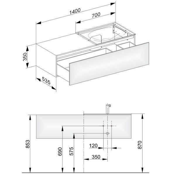 Keuco тумба под умывальник, edition 11, белый арт. 31166 380100