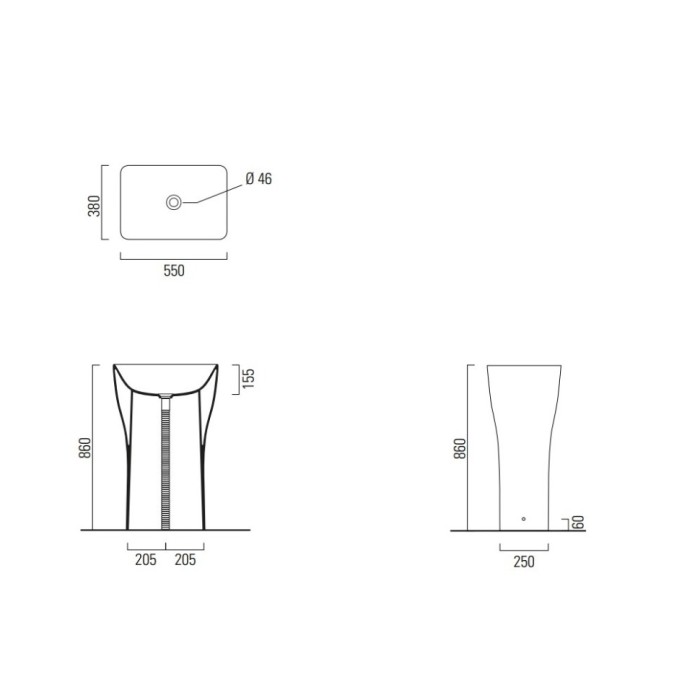 GSI Напольная раковина 55х38х86 см, extraglaze, санфаянс, Sand - 9056PF11