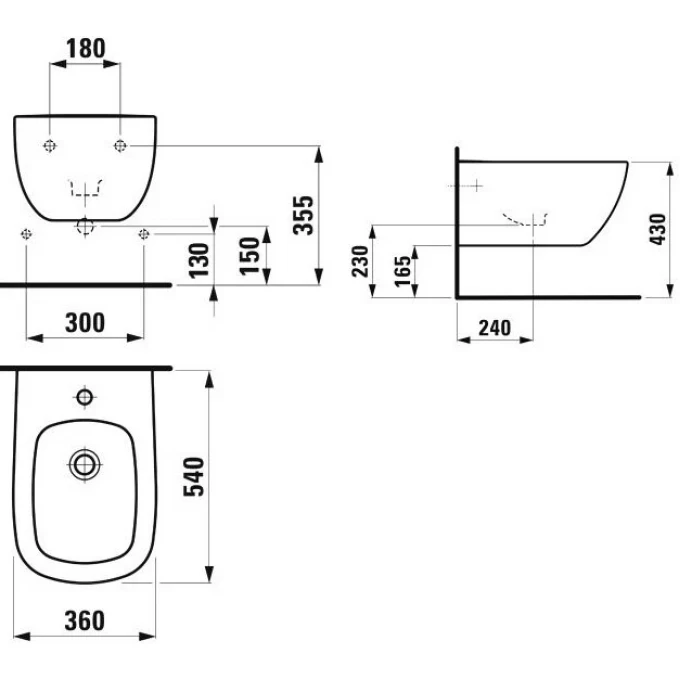 LAUFEN биде подвесное, PALOMBA - 8.3080.1.000.304.1