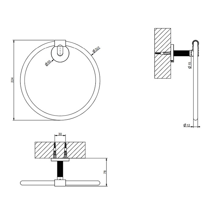 Gessi Полотенцедержатель-кольцо, подвесной, Ingranaggio, 63909#031 цвет: хром