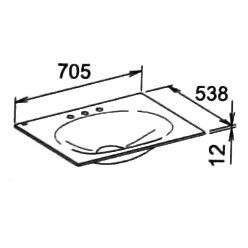 Keuco раковина встраиваемая с 3 отверстиями под смеситель, edition lignatur, белый арт. 33340 310703