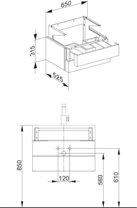 Keuco тумба под раковину 650x315x525 мм 2 ящика, edition 300, арт. 30364 383800