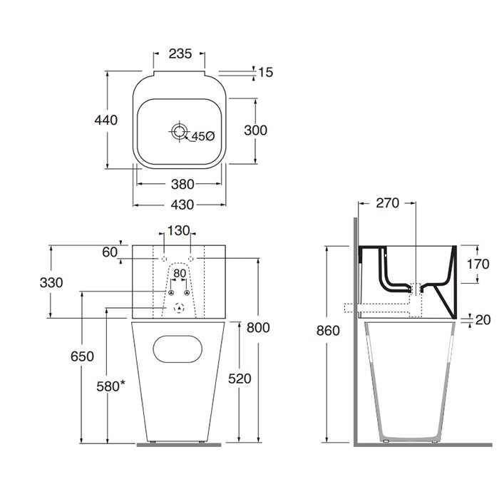 Azzurra раковина 43х44х32см., подвесная, 1 отв., с переливом, Azzurra, TALP04443T00CC цвет: cocoa