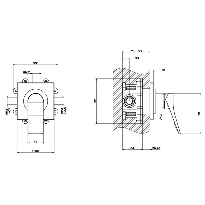 Gessi Встраиваемый смеситель для душа на 1 источник, Rilievo, 59109#031 цвет: хром