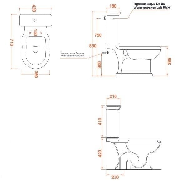 ArtCeram унитаз напольный (компакт | моноблок), hev008 03 00 hermitage цвет: черный глянцевый