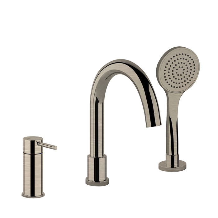 Gessi Смеситель для ванны, на 3 отв., с переключателем, изливом и шлангом 1,50м, Emporio Via tortona, 18637#149 цвет: finox brushed nickel
