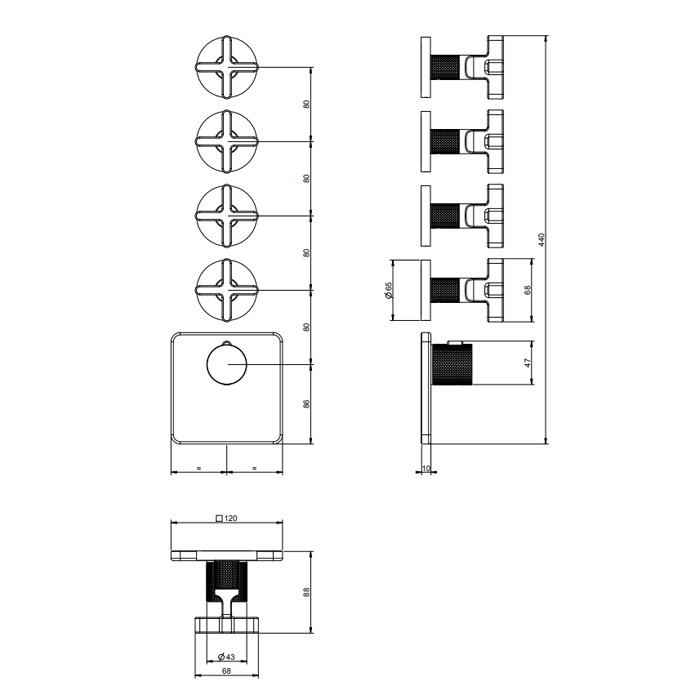 Gessi Смеситель для душа, встраиваемый, термостатический, резьба 3/4", Inciso, 58348#299 цвет: black xl