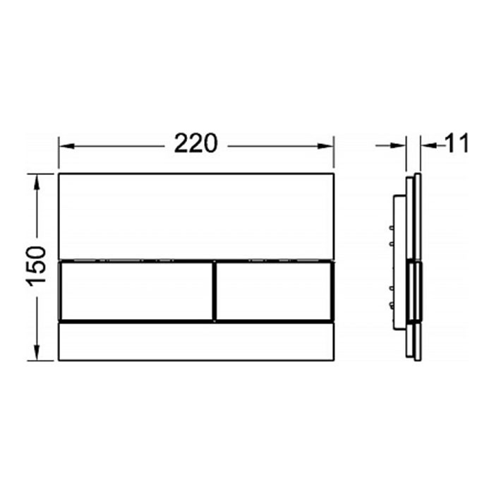 TECE панель смыва с двумя клавишами стекло белое, клавиши хром глянцевый, square - 9240802