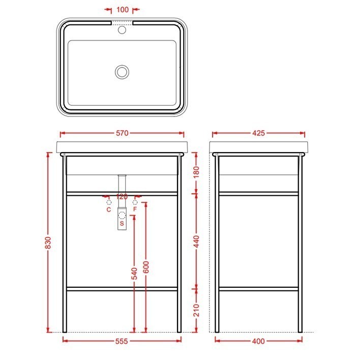 ArtCeram консоль под раковину, aca056 17 fuori scala цвет: черный матовый