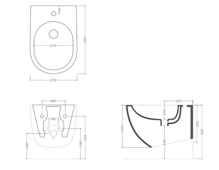 Биде подвесное 37х52 см, 1 отверстие, белый/покрытие Saniglaze, Art Ceram File 2.0 арт. FLB003 01 00