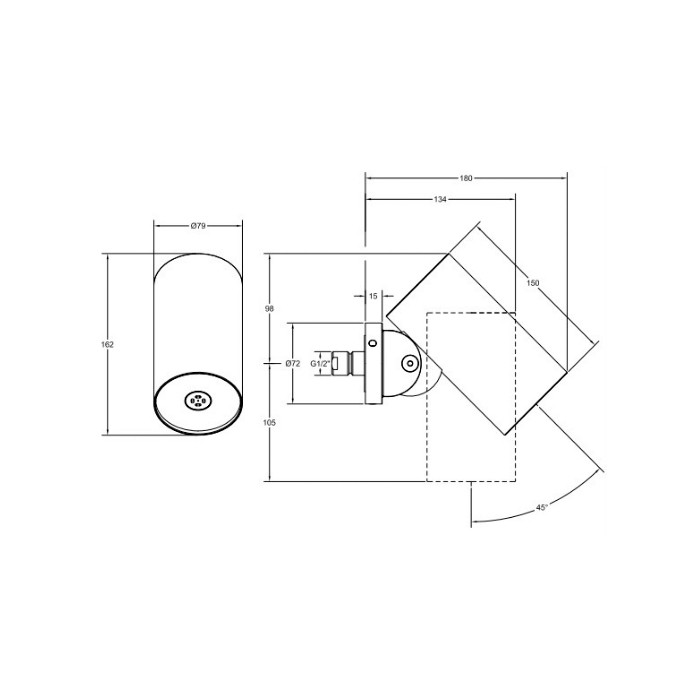 Gessi Душевая головка для настенного крепления, с регулируемым углом наклона. РАСПЫЛЕНИЕ., Spotwater, 57265#031 цвет: хром