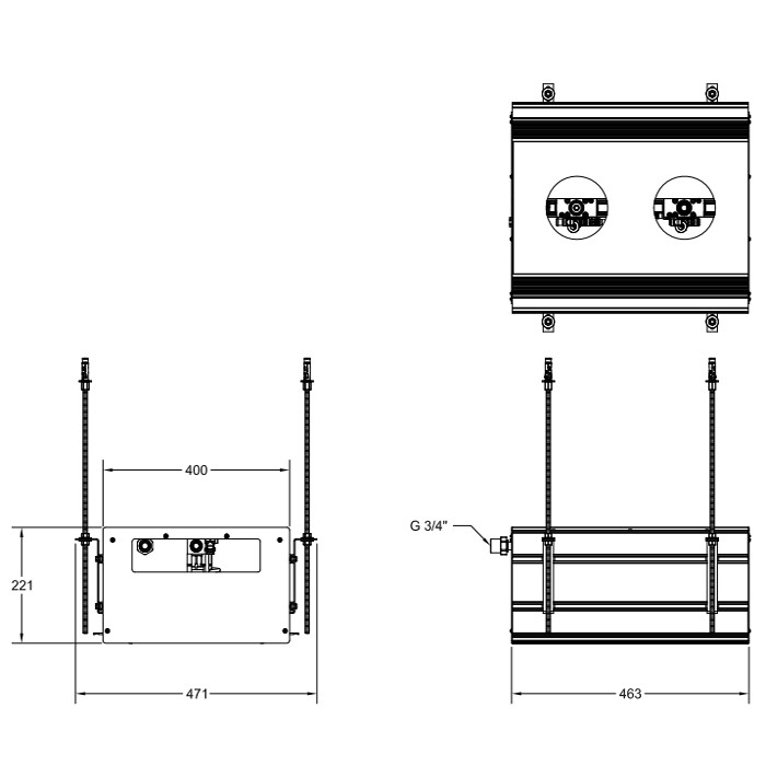 Gessi Профиль линейный 460 мм, для 2 модулей, установка Easy-Fix, Binario, 61123 цвет: black xl
