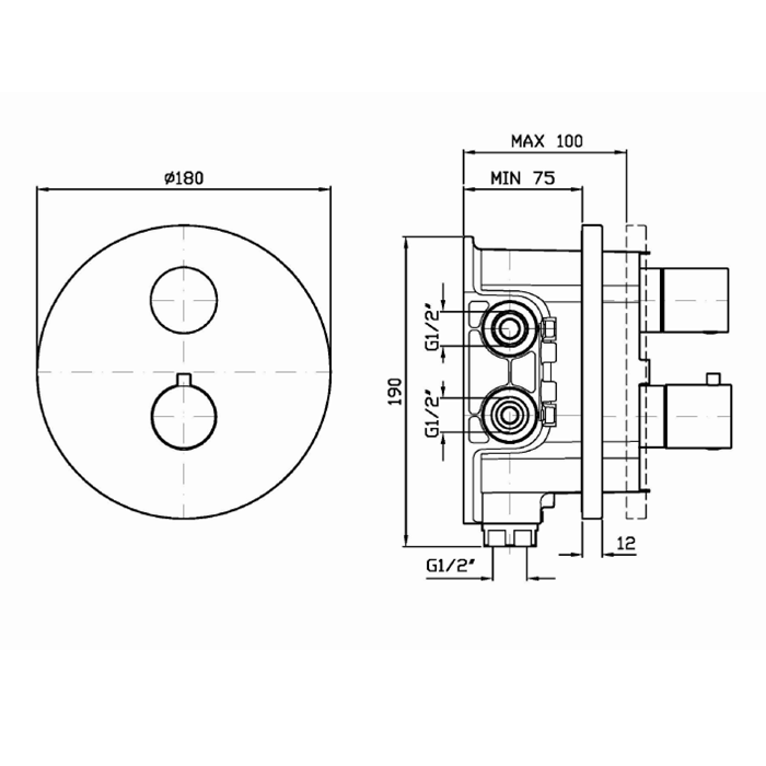 Zucchetti скрытая часть смесителя с переключающим вентилем, арт. r97800