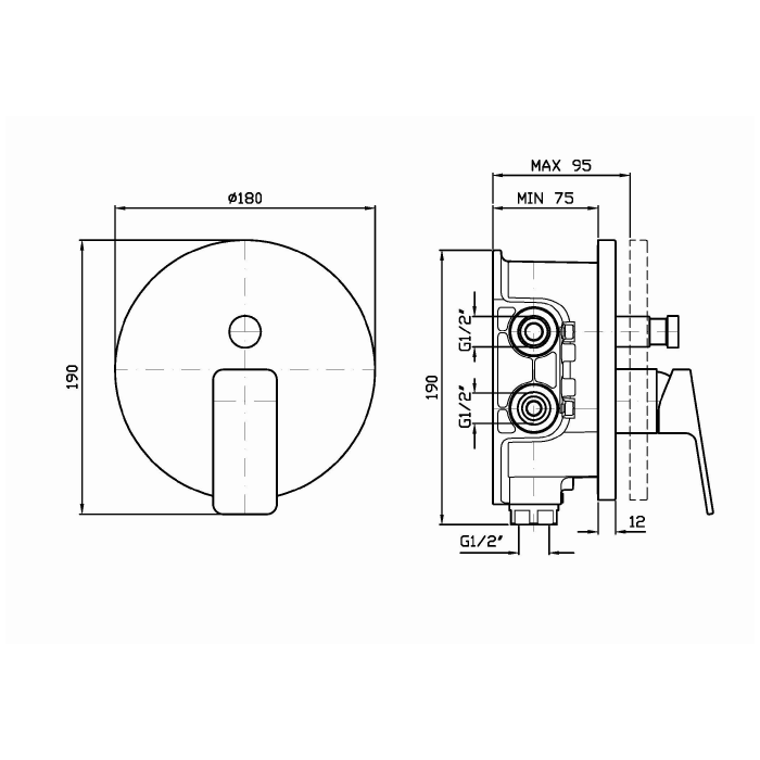 Zucchetti скрытая часть смесителя с переключающим вентилем, арт. r97800