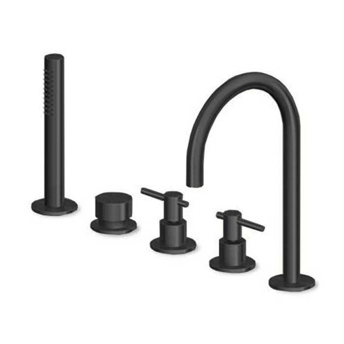 Zucchetti смеситель на борт ванны, на 5 отв., с ручным душем, ручка: рычаг, helm, brushed total black pvd арт. zhl511.xp81