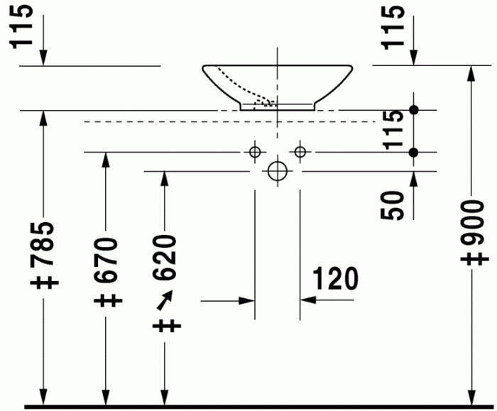 Duravit раковина встраиваемая сверху 40х40см, bagnella, 0451400000 цвет: белый