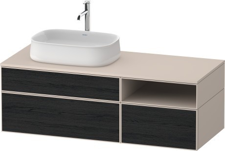 Duravit тумба подвесная с вырезом под раковину слева 550 мм х 1300 мм х 442 мм, zencha, ze4828016830000 цвет: чёрный дуб/серо-коричневый суперматовый