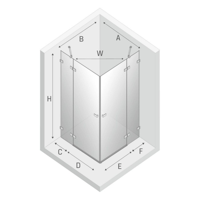 Душевое ограждение brushed 90x90x200, New trendy Avexa gold, брашированное золото арт. EXK-1781