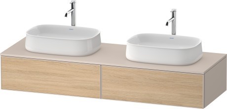 Duravit тумба подвесная под две раковины 550 мм х 1600 мм х 281 мм, zencha, ze4815b30830000 цвет: натуральный дуб/серо-коричневый суперматовый
