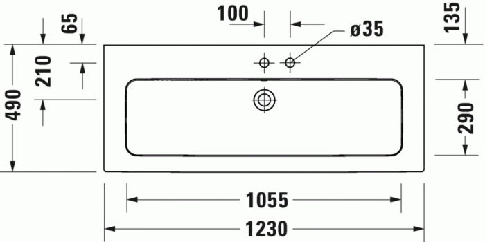 Duravit раковина без отверстия под смеситель, с переливом, me by starck, 2361120060 цвет: белый