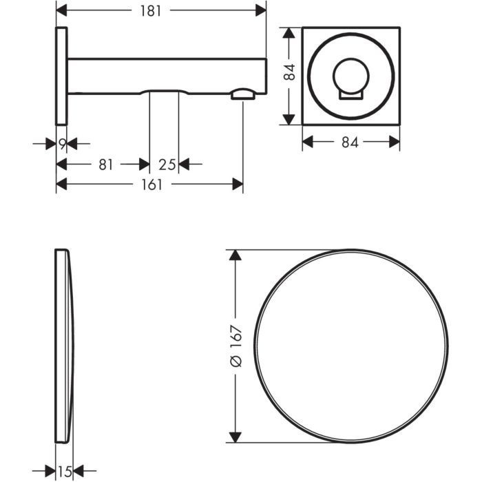 AXOR электронный смеситель для раковины настенный, Uno, золото арт. 45110250