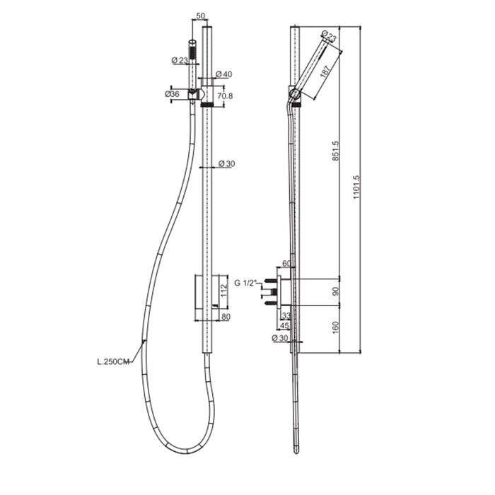 Fima Carlo Frattini душевая штанга с подводом воды ingiro outdoor, нержавеющая сталь арт. f5974inox