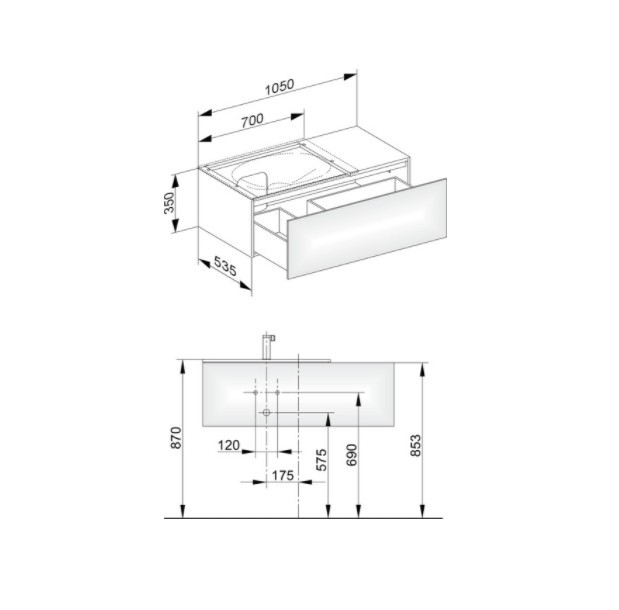 Keuco тумба подвесная под раковину слева с одним выдвижным фронтом, с внутренней светодиодной подсветкой, edition 11, черный арт. 31153 570100