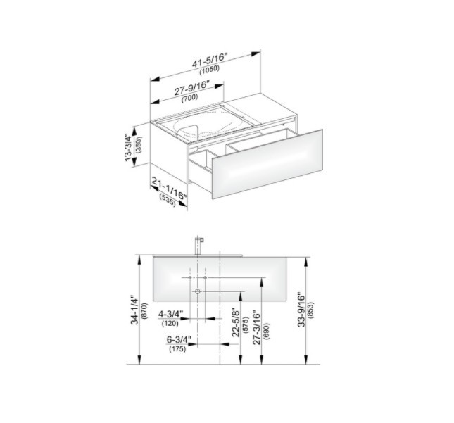 Keuco тумба подвесная под раковину слева с одним выдвижным фронтом, с внутренней светодиодной подсветкой, edition 11, черный арт. 31153 570100