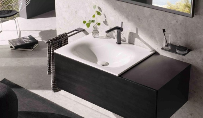 Keuco тумба подвесная под раковину слева с одним выдвижным фронтом, с внутренней светодиодной подсветкой, edition 11, черный арт. 31153 570100