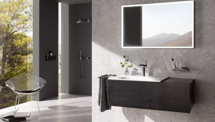 Keuco тумба подвесная под раковину слева с одним выдвижным фронтом, с внутренней светодиодной подсветкой, edition 11, черный арт. 31153 570100