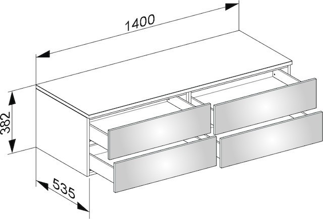 Keuco тумба боковая подвесная с четырьмя выдвижными фронтальными ящиками, edition 400, трюфель арт. 31766 140000