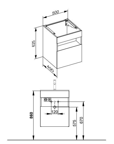 Keuco тумба под раковину с oсвещением 490 мм х 500 мм х 625 мм, с 1 выдвижным ящиком, с сифоном, кашемир/кашемир, stageline, кашемир арт. 32842 180100