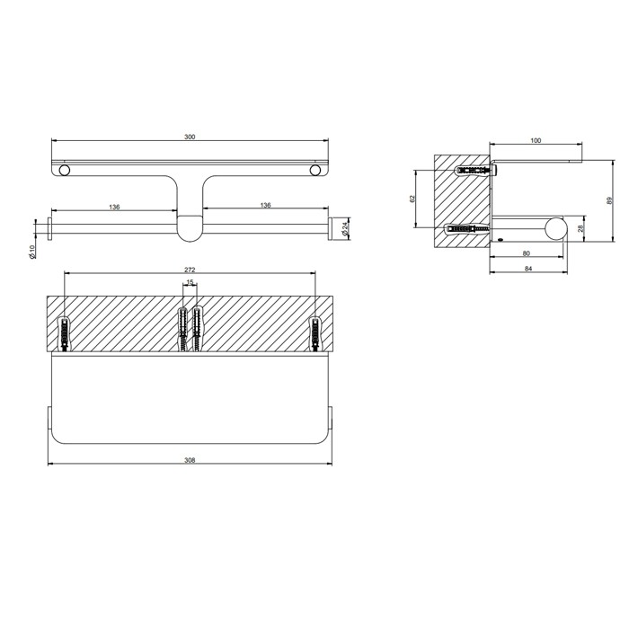Gessi Двойной держатель туалетной бумаги, Rilievo, 59450#299 цвет: black xl