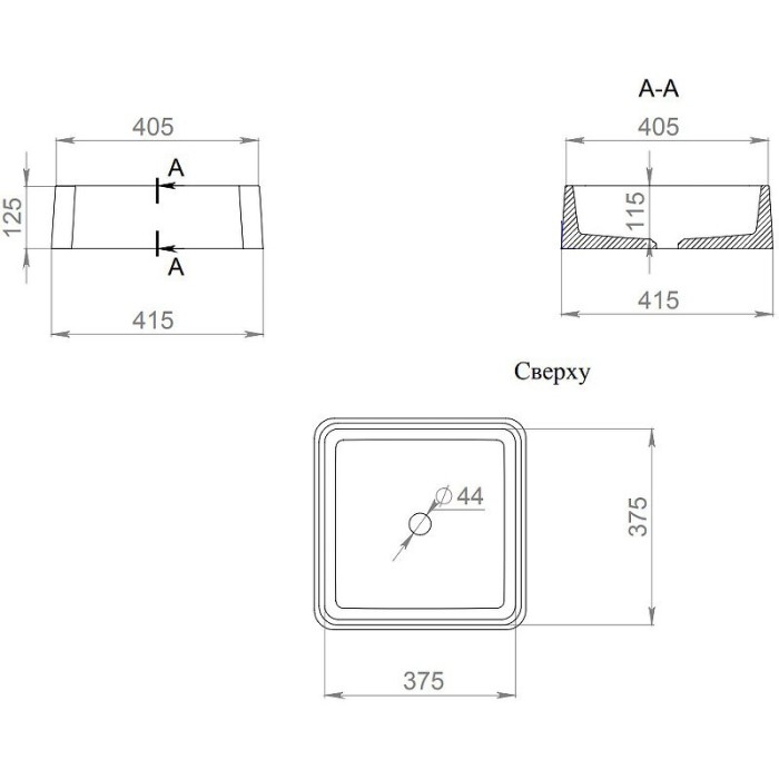 Salini раковина накладная 41,5x41,5, gloria, 1102202m цвет: матовый белый