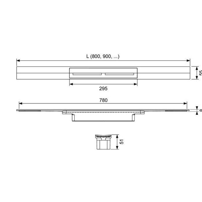 TECE дренажная система 90см, pvd brushed stainless steel, black/сатин, черный, drainprofile - 670921