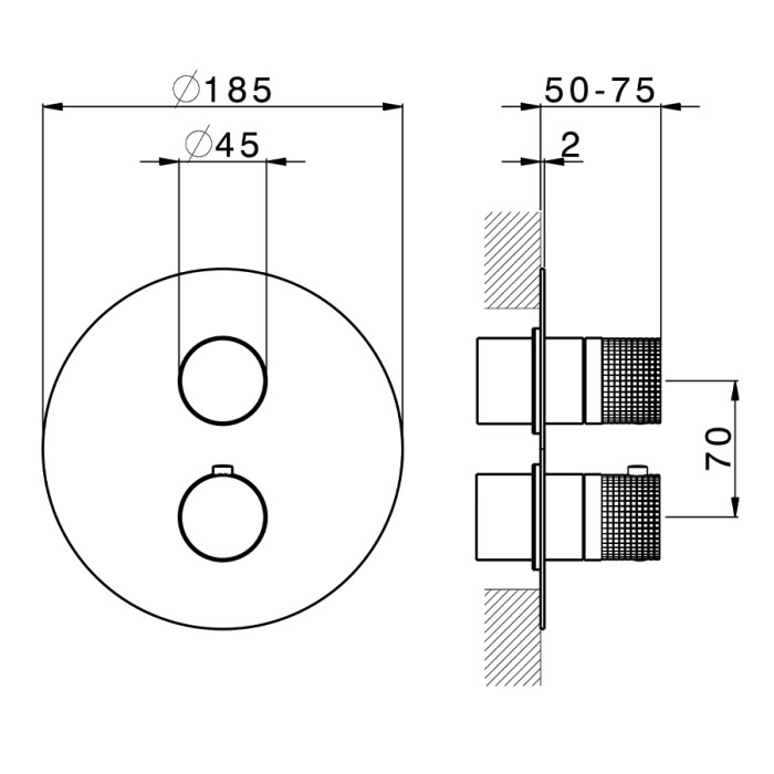Смеситель для душа, встраиваемый, термостатический, на 2 выхода, Cisal X32, нержавеющая сталь арт. X1018100D1